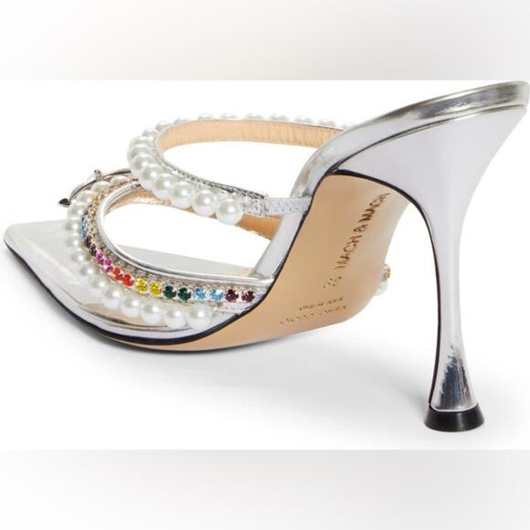 Mach & Mach Diamond of Elizabeth Imitation Pearl Pointed Toe Mule 39 - Picture 7 of 11